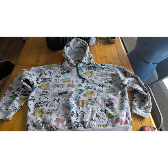 Disney Artist Series Mickey Mouse All Over Print Hoodie‎ Oversized Sweatshirt XL - Picture 6 of 6
